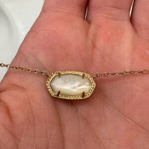 Elisa Gold Pendant Necklace in White Opal